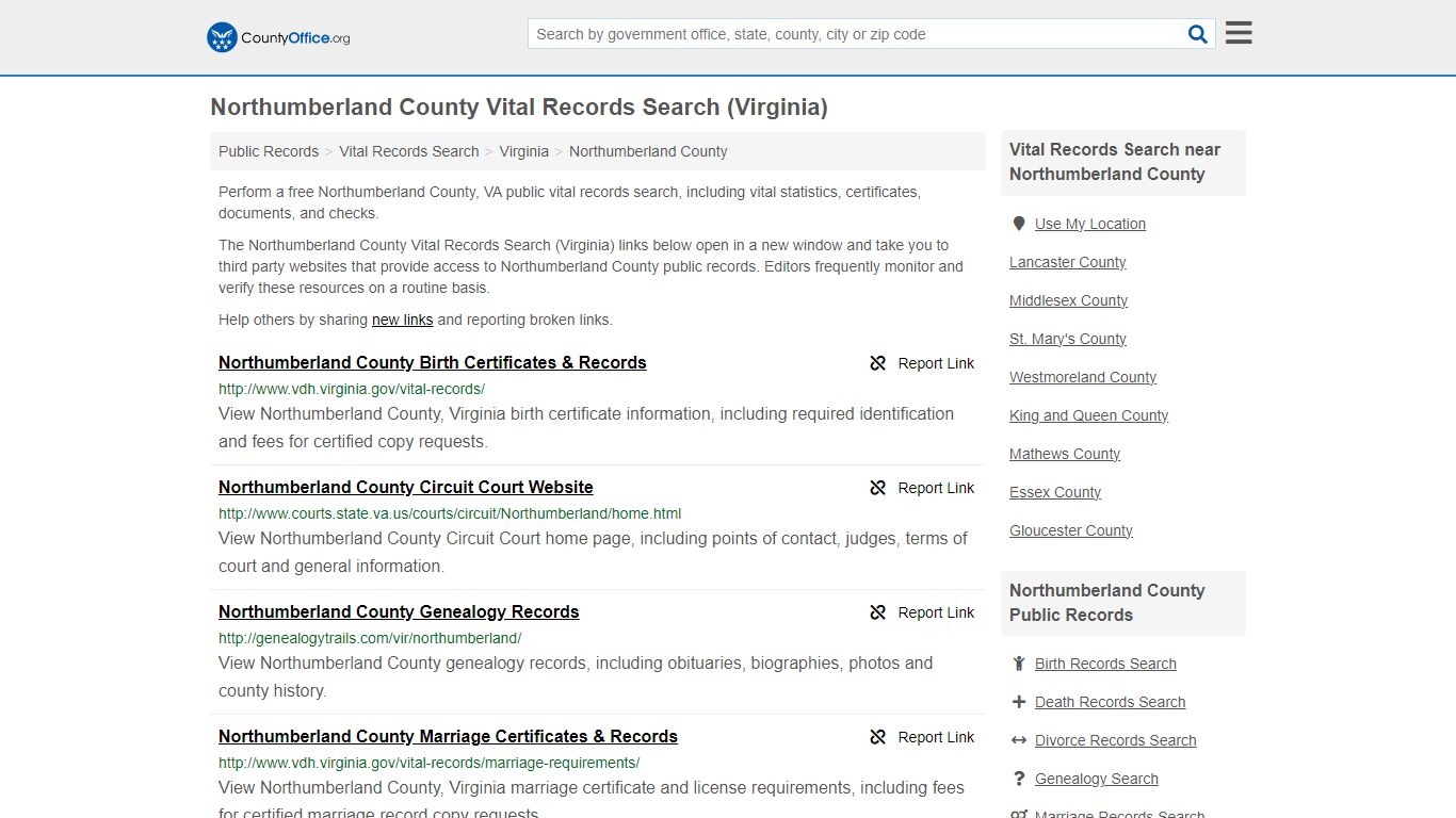 Vital Records Search - Northumberland County, VA (Birth, Death ...