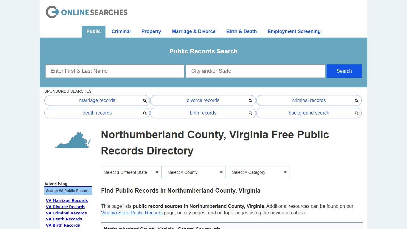 Northumberland County, Virginia Public Records Directory